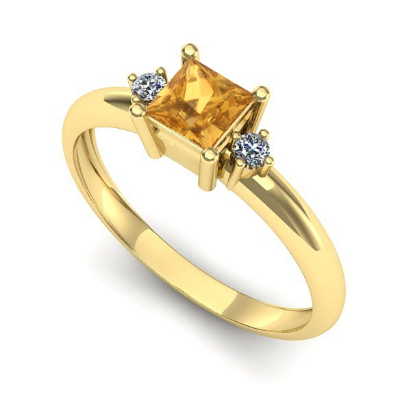 Inel logodna din aur galben cu citrin