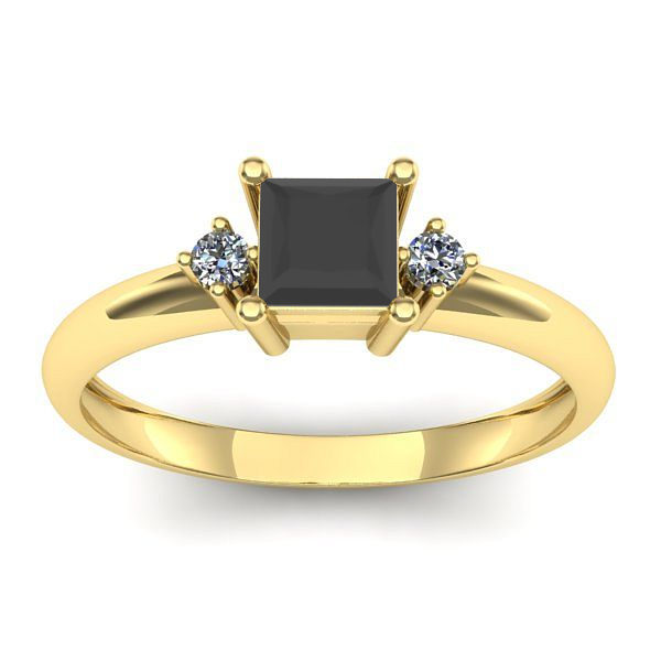 Inel logodna cu diamant negru patrat