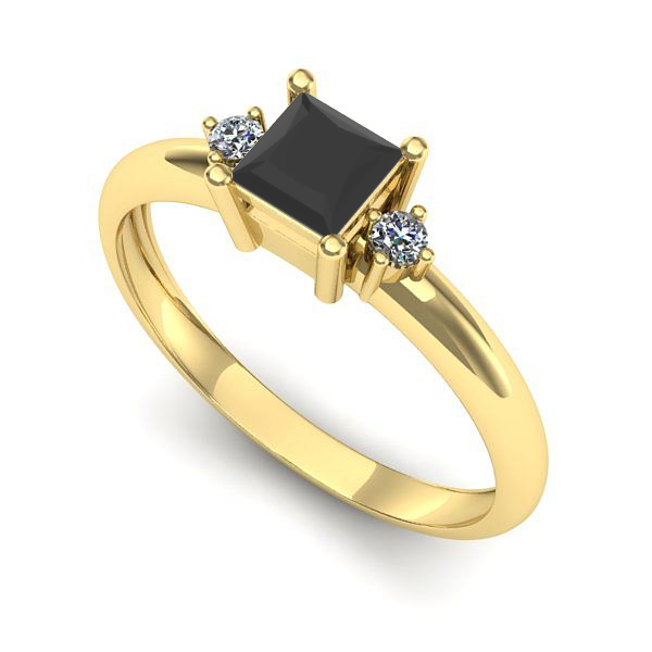 Inel logodna din aur galben cu diamant negru