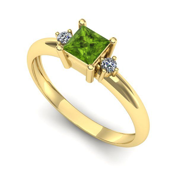 Inel logodna din aur galben cu peridot