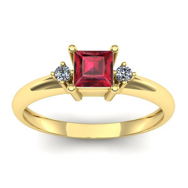 Inel cu rubin patrat