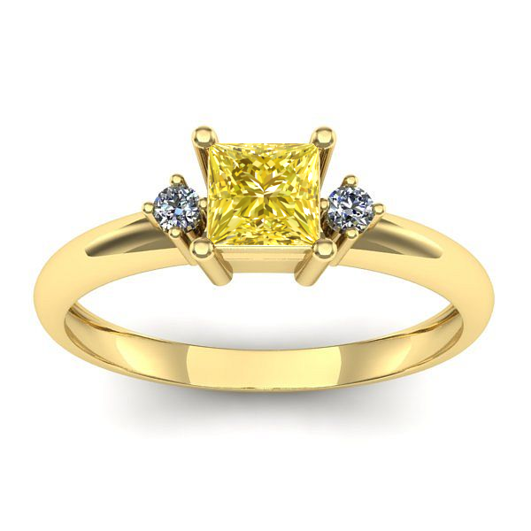 Inel cu safir galben patrat