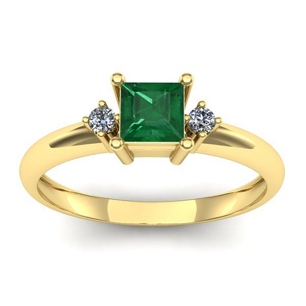 Inel cu smarald patrat