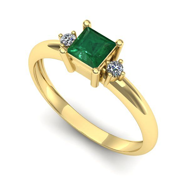 Inel din aur galben cu smarald