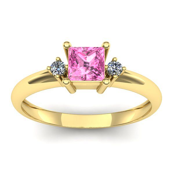 Inel de logodna cu safir roz patrat
