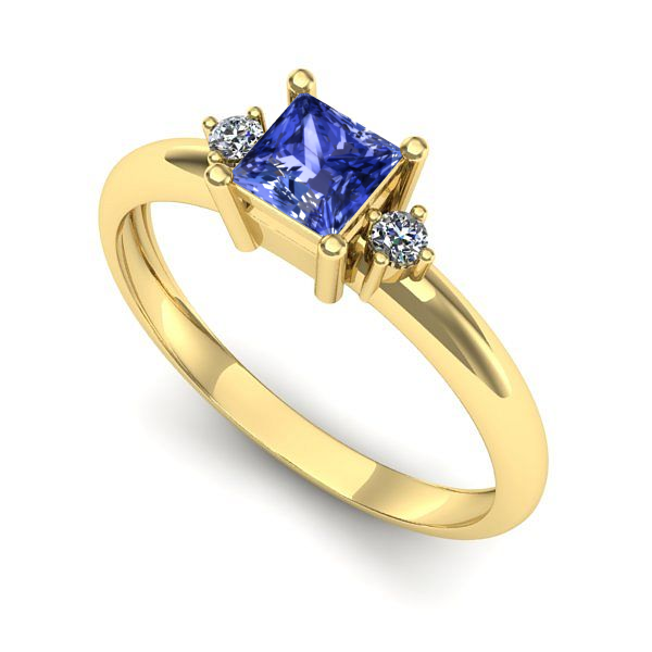 Inel de logodna din aur galben cu tanzanit