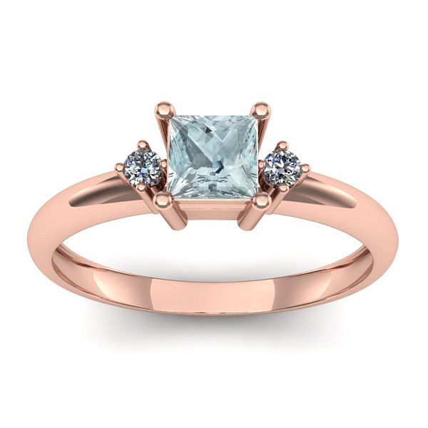 Inel de logodna cu aquamarin patrat