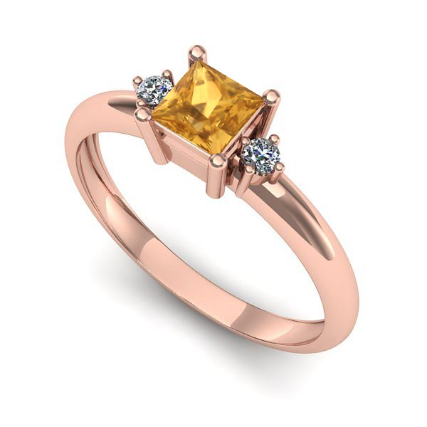 Inel din aur roz cu citrin