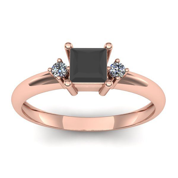 Inel logodna cu diamant negru patrat