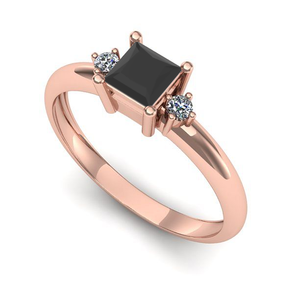 Inel din aur roz cu diamant negru