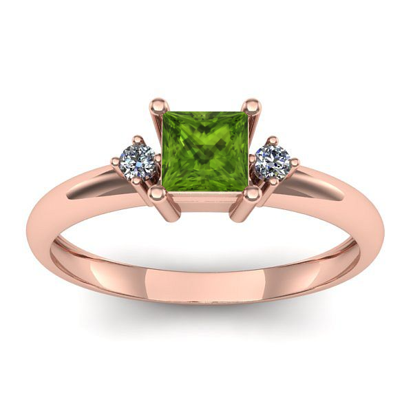 Inel logodna cu peridot patrat