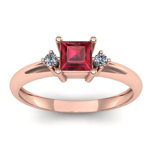 Inel de logodna cu rubin patrat