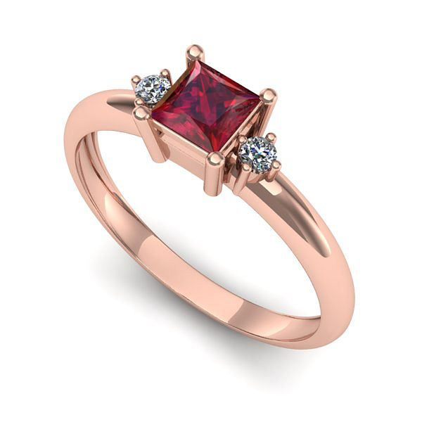 Inel logodna din aur roz cu rubin