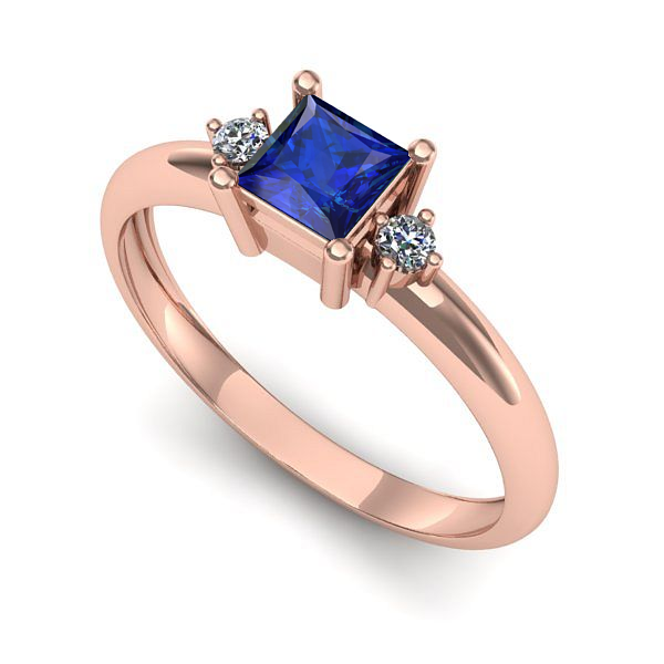 Inel de logodna din aur roz cu safir