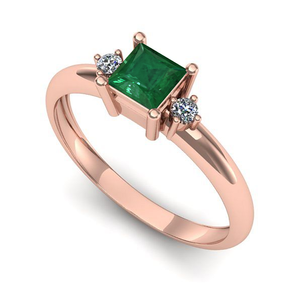 Inel din aur roz cu smarald