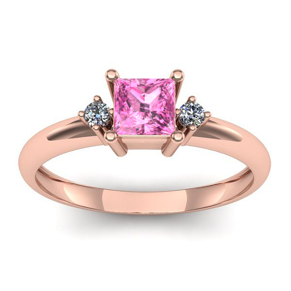 Inel logodna cu safir roz patrat
