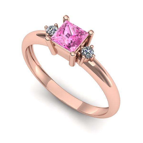 Inel de logodna din aur roz cu safir roz