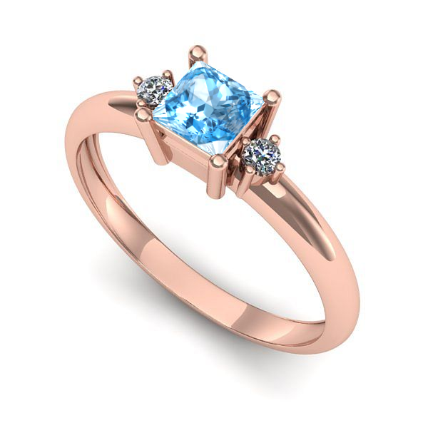 Inel de logodna din aur roz cu topaz blue