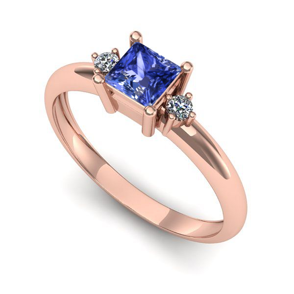 Inel de logodna din aur roz cu tanzanit