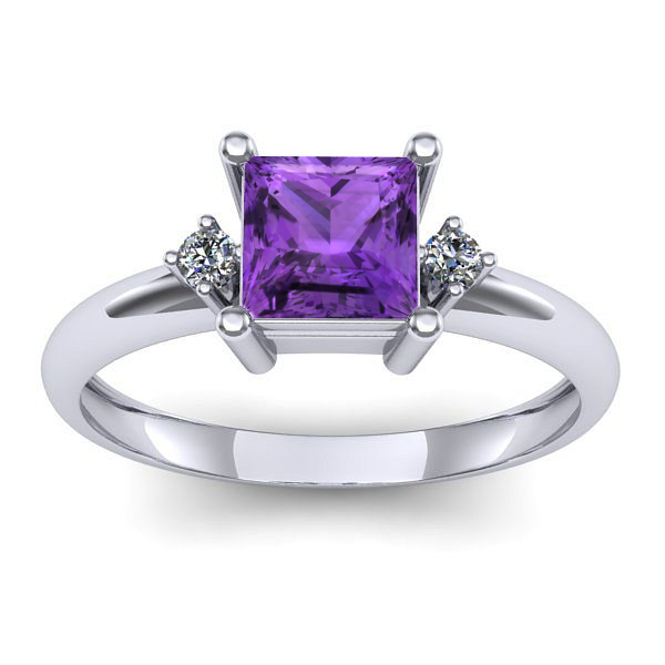 Inel logodna cu ametist patrat