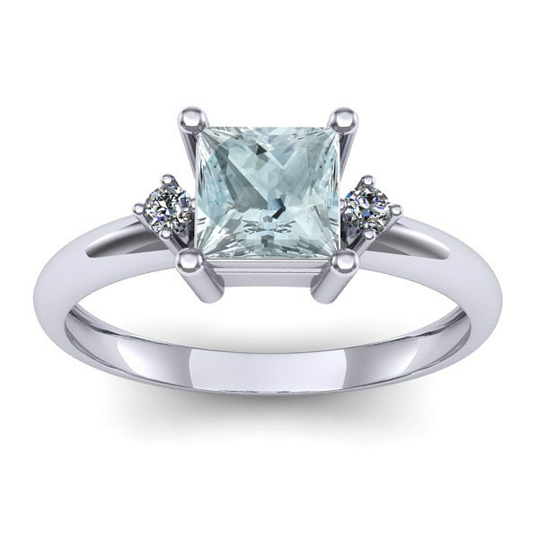 Inel logodna cu aquamarin patrat