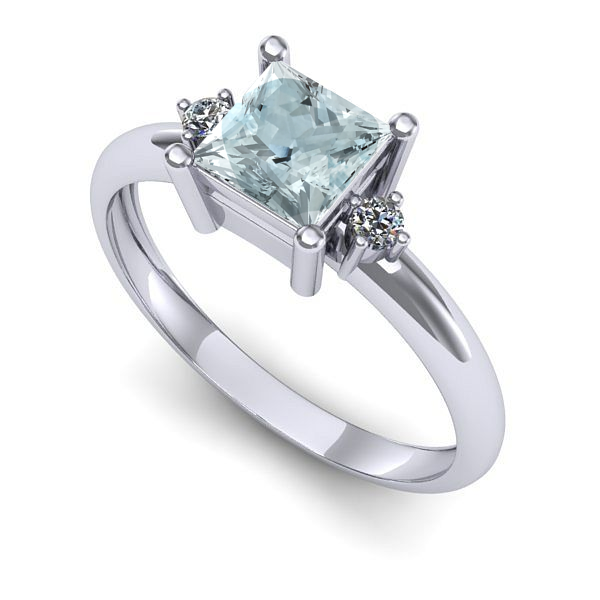 Inel de logodna din aur alb cu aquamarin