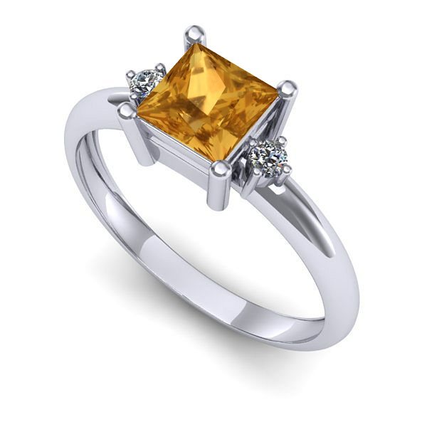 Inel de logodna din aur alb cu citrin