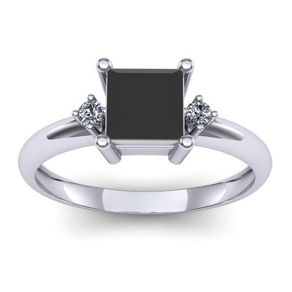 Inel de logodna cu diamant negru patrat