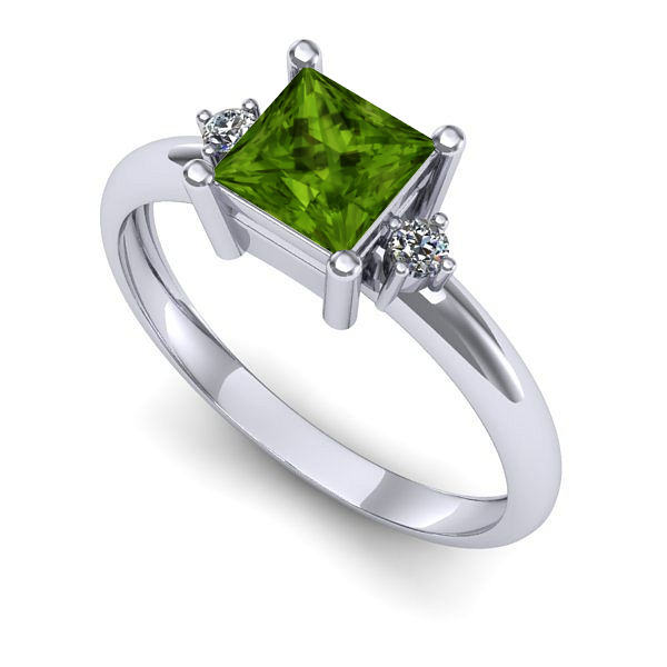 Inel din aur alb cu peridot