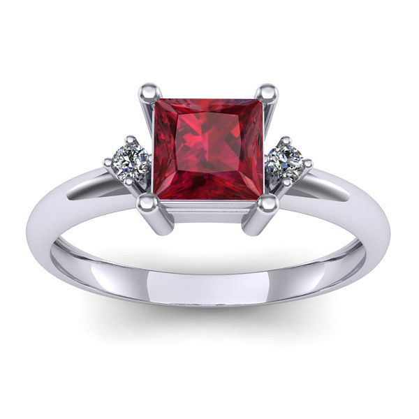 Inel de logodna cu rubin patrat