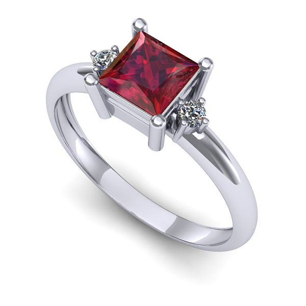 Inel de logodna din aur alb cu rubin