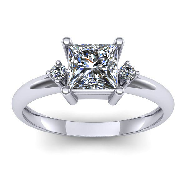 Inel cu safir alb patrat