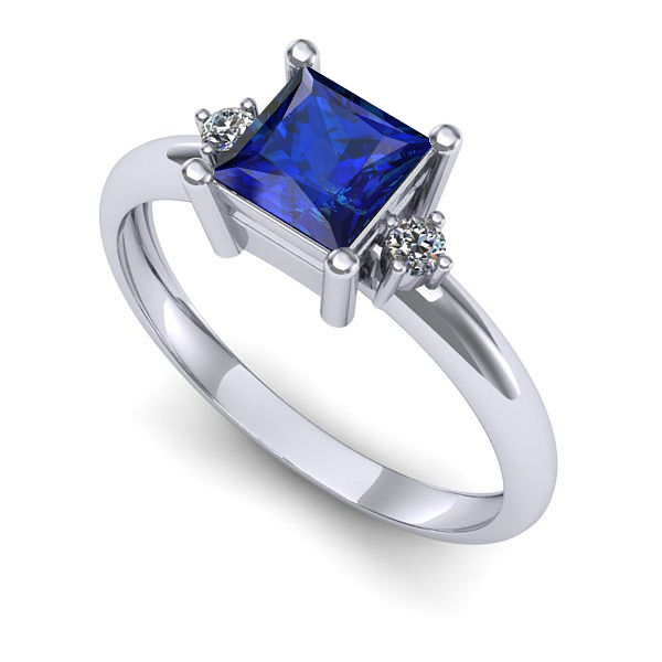 Inel de logodna din aur alb cu safir