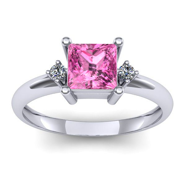 Inel logodna cu safir roz patrat