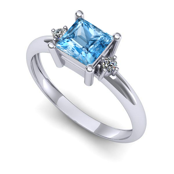 Inel de logodna din aur alb cu topaz blue