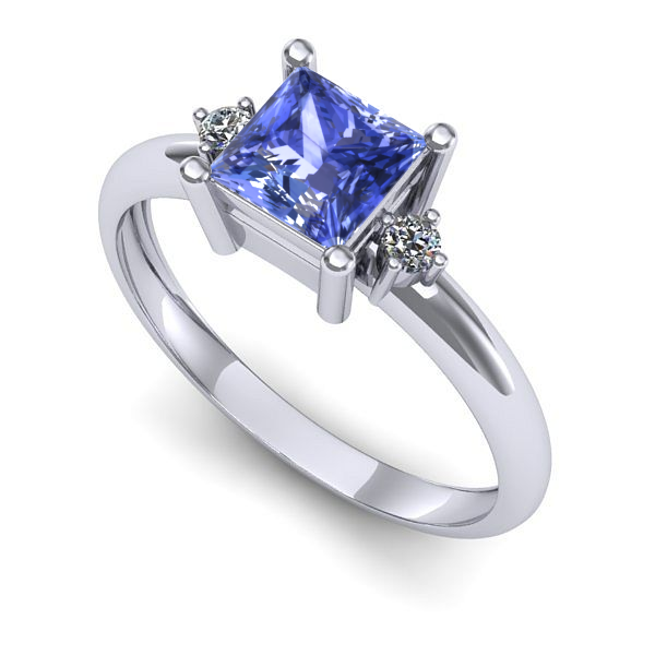 Inel logodna din aur alb cu tanzanit