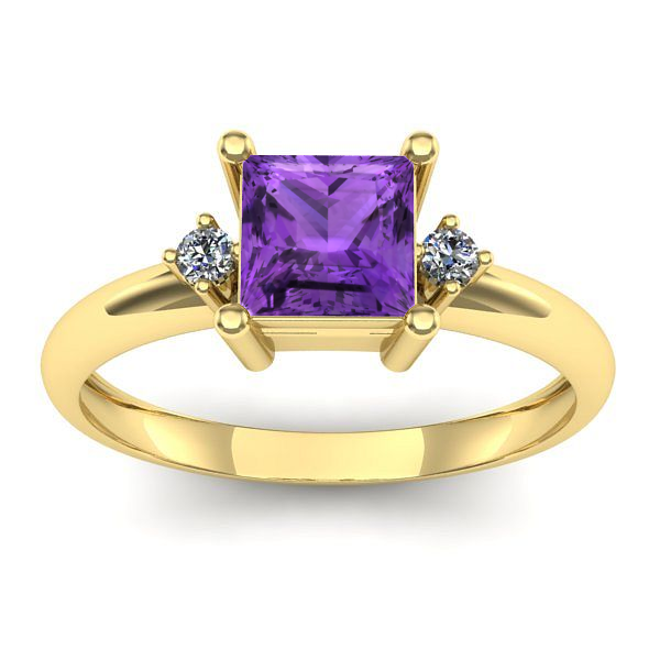 Inel de logodna cu ametist patrat
