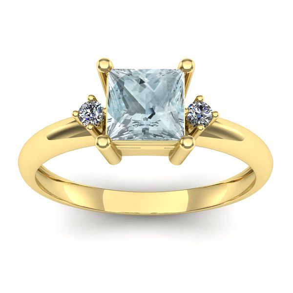 Inel logodna cu aquamarin patrat
