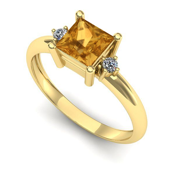 Inel logodna din aur galben cu citrin