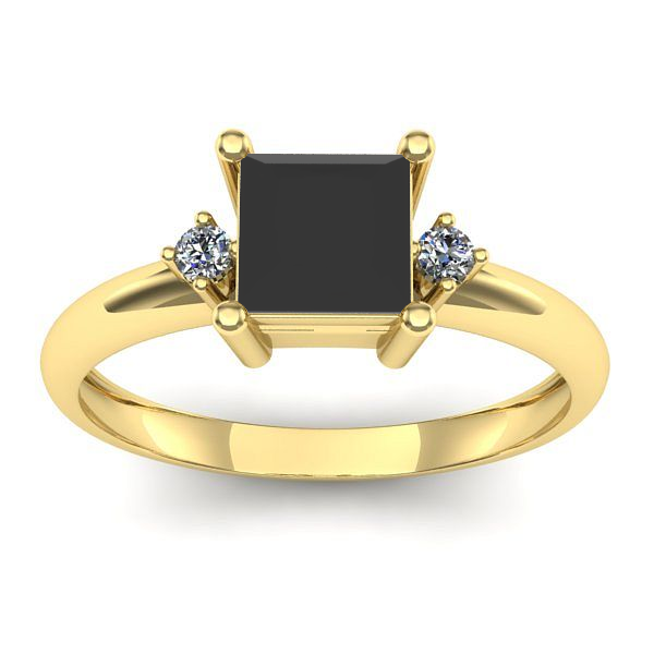 Inel logodna cu diamant negru patrat