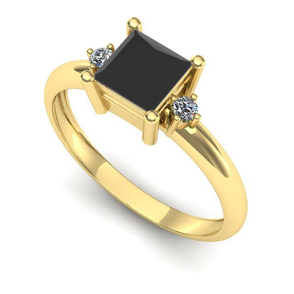 Inel din aur galben cu diamant negru