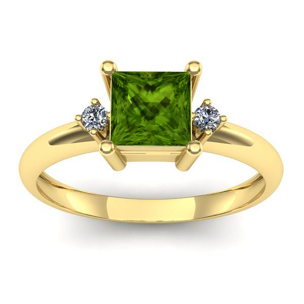 Inel de logodna cu peridot patrat