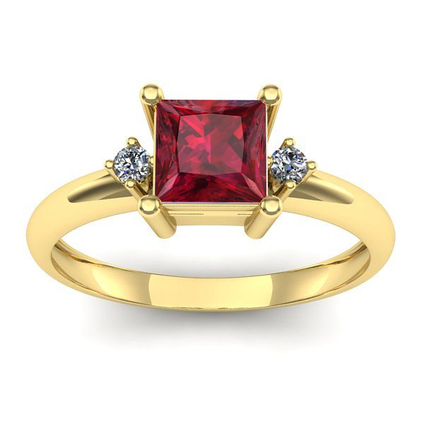 Inel cu rubin patrat