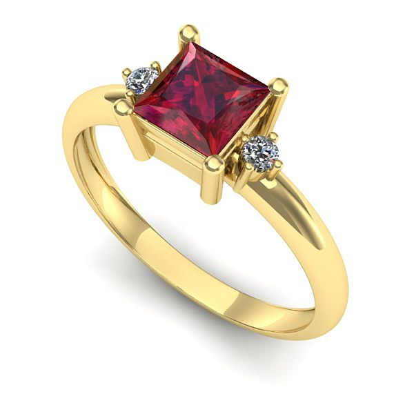 Inel logodna din aur galben cu rubin