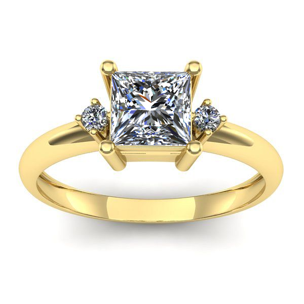 Inel de logodna cu safir alb patrat