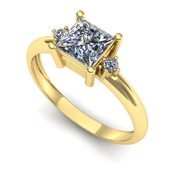 Inel din aur galben cu safir alb