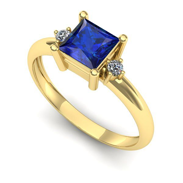 Inel logodna din aur galben cu safir