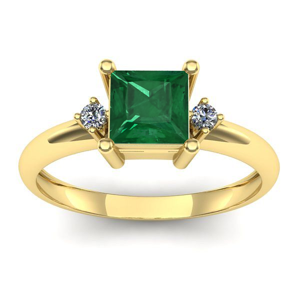 Inel cu smarald patrat