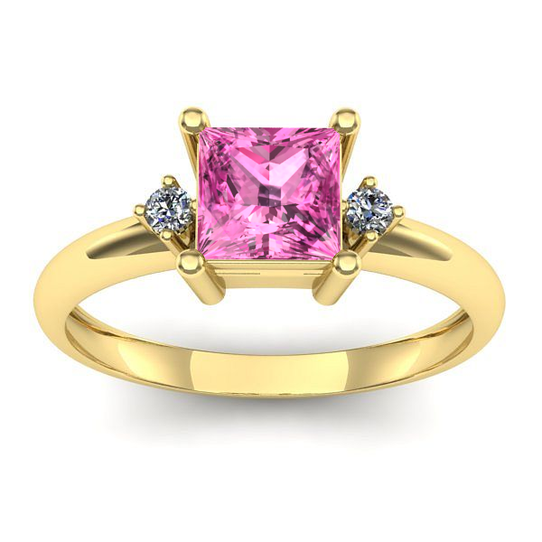 Inel de logodna cu safir roz patrat