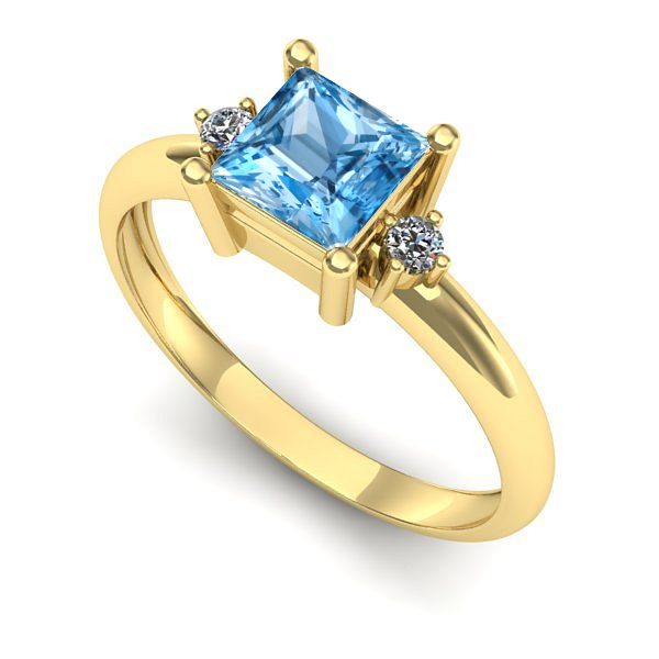 Inel de logodna din aur galben cu topaz blue